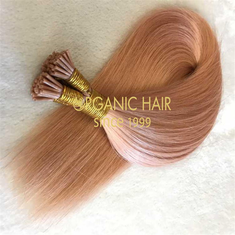 Pink cuticle double drawn i tip hair extension for girl A91